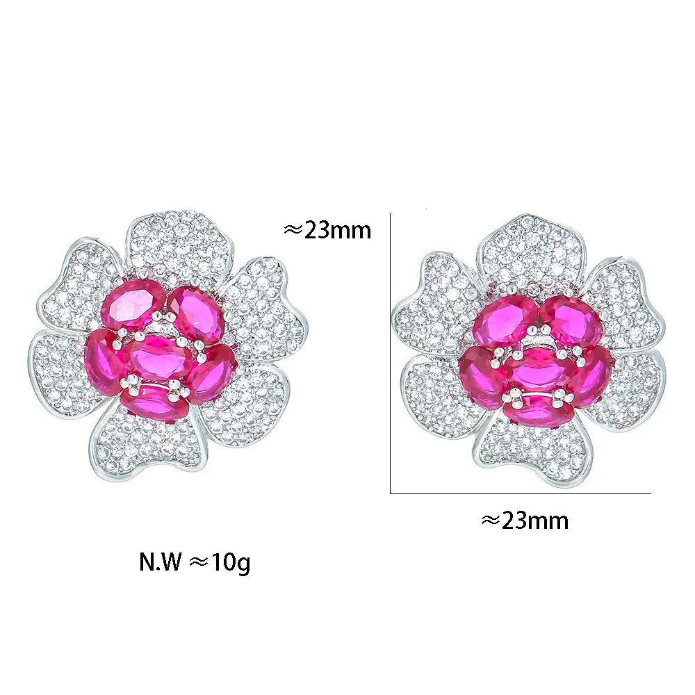 1 Pair Sweet Flower Plating Inlay Copper Rhinestones Zircon Ear Studs