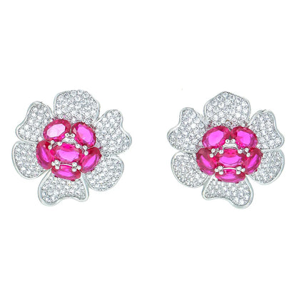 1 Pair Sweet Flower Plating Inlay Copper Rhinestones Zircon Ear Studs