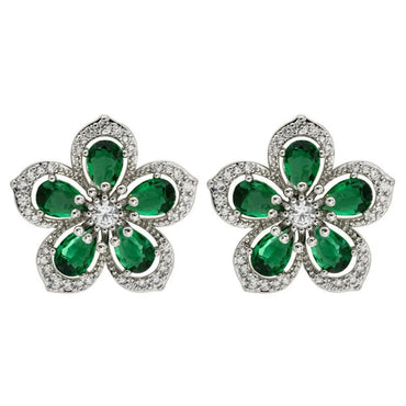 1 Pair Sweet Flower Plating Inlay Copper Zircon White Gold Plated Ear Studs