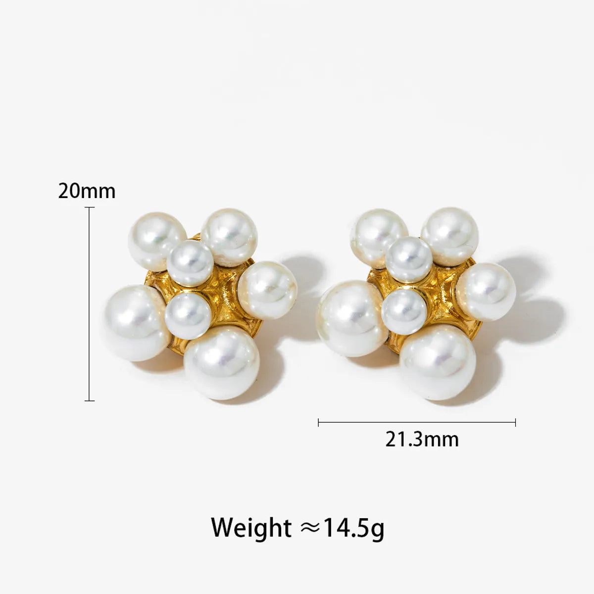 1 Pair Sweet Flower Plating Inlay 304 Stainless Steel Pearl 16K Gold Plated White Gold Plated Gold Plated Ear Studs