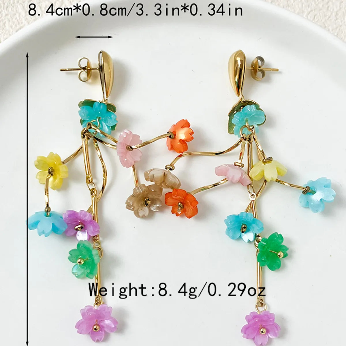 1 Pair Sweet Flower Plating Stainless Steel Gold Plated Drop Earrings