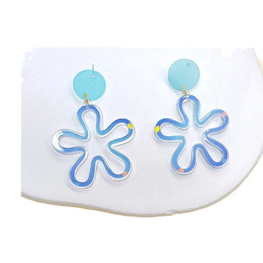 1 Pair Sweet Flower Printing Arylic Drop Earrings