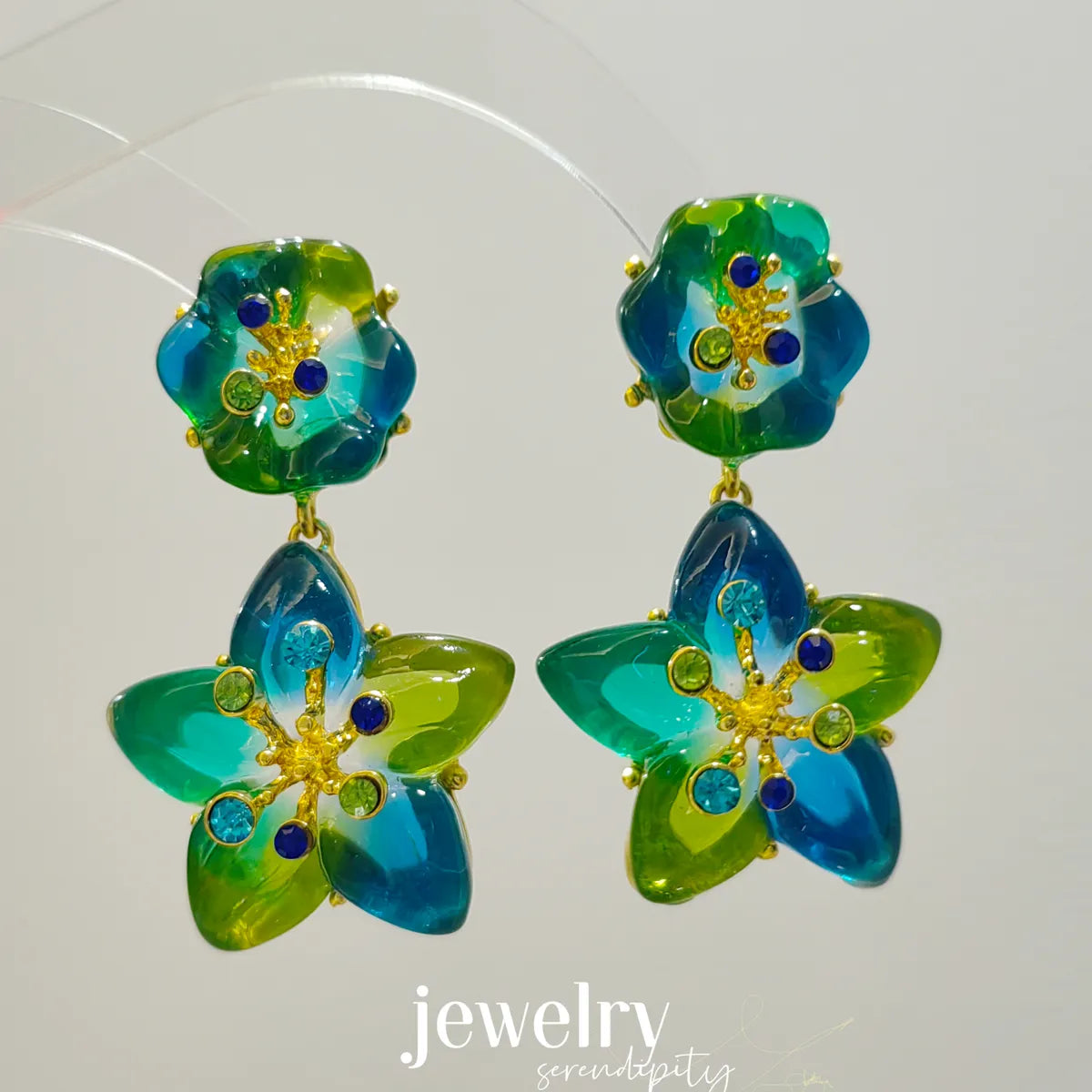 1 Pair Sweet Flower Resin Drop Earrings