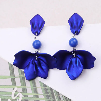 1 Pair Sweet Flower Spray Paint Arylic Drop Earrings