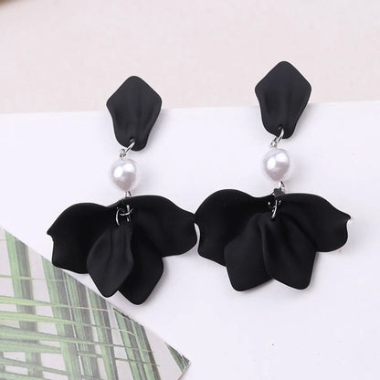 1 Pair Sweet Flower Spray Paint Arylic Drop Earrings