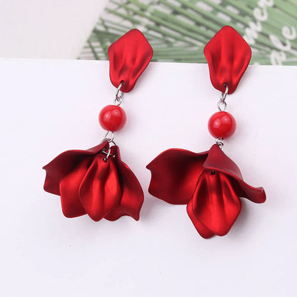 1 Pair Sweet Flower Spray Paint Arylic Drop Earrings