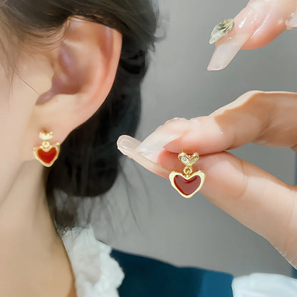 1 Pair Sweet Fruit Heart Shape Enamel Alloy Ear Studs