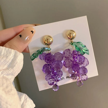 1 Pair Sweet Fruit Plating Alloy Resin Drop Earrings