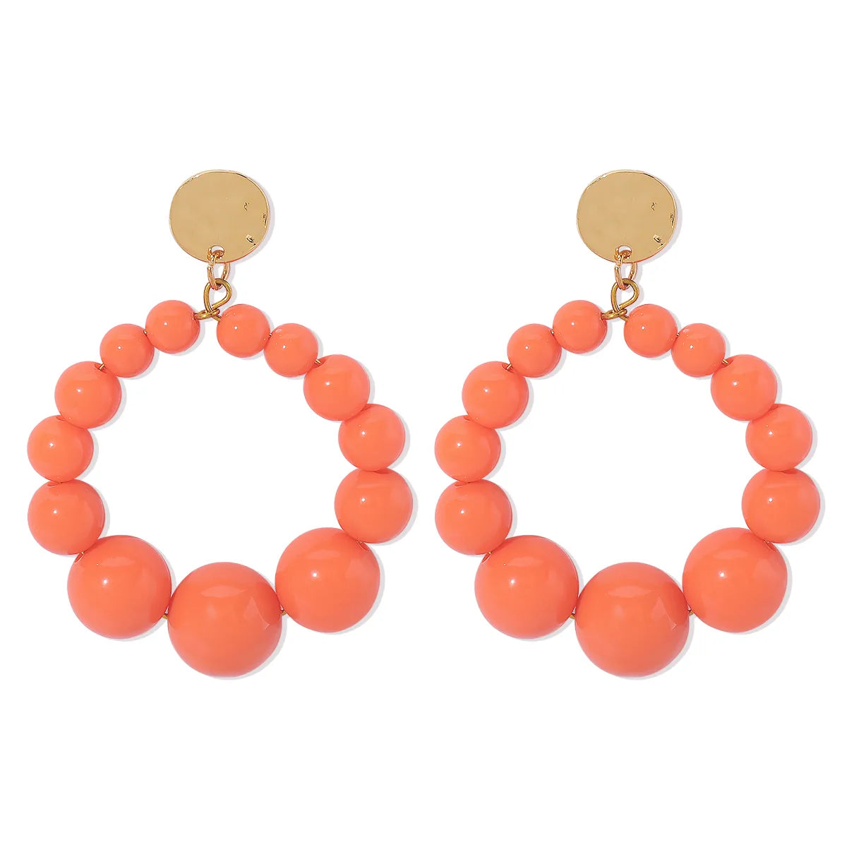 1 Pair Sweet Geometric Beaded Plastic Drop Earrings