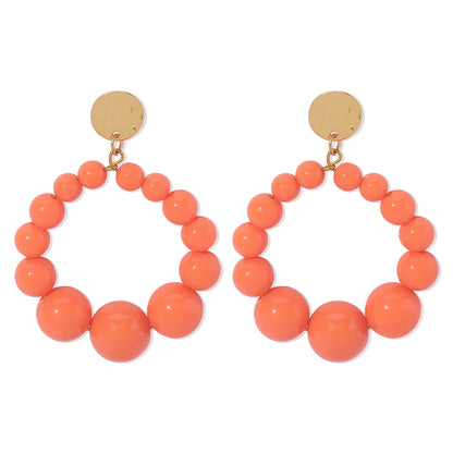 1 Pair Sweet Geometric Beaded Plastic Drop Earrings