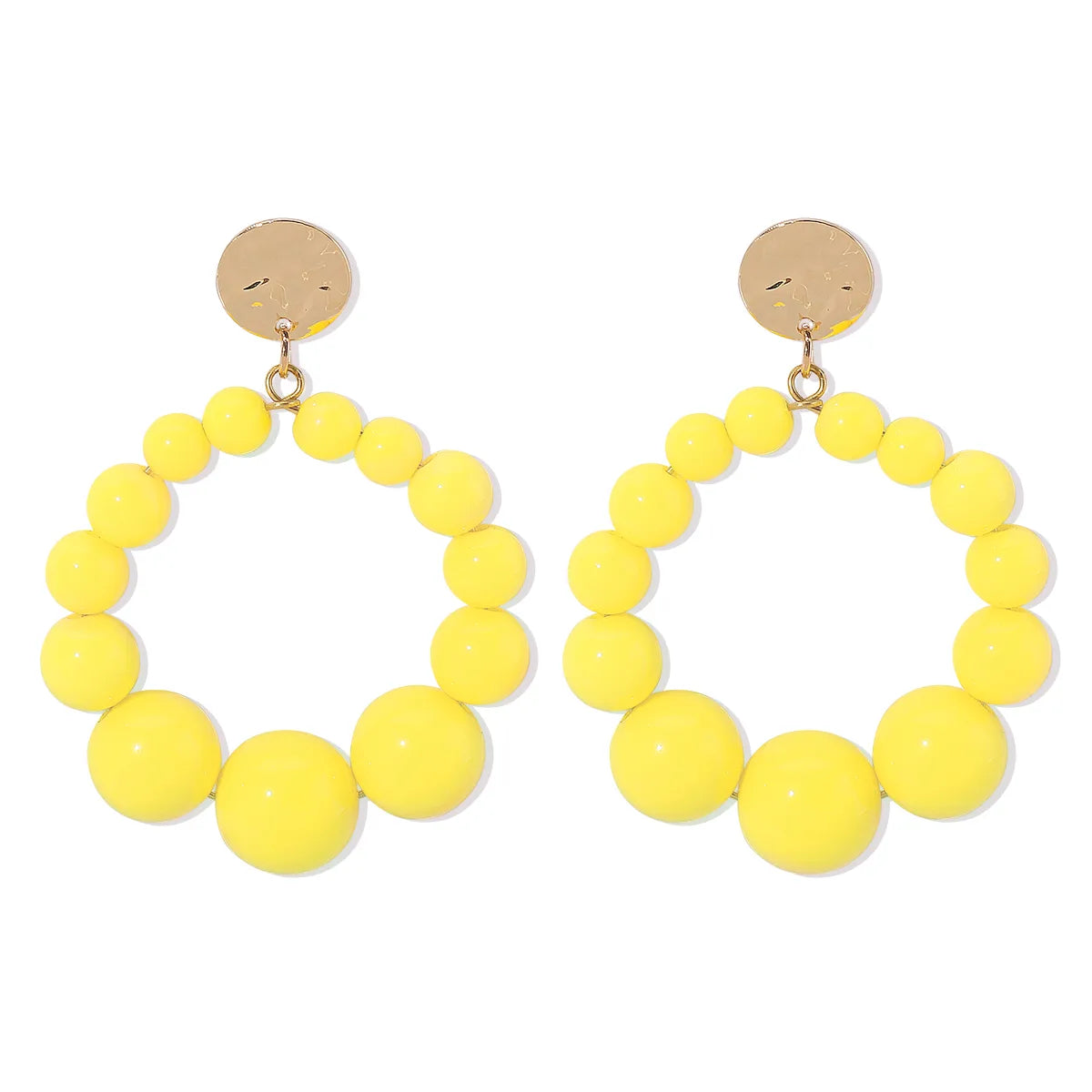 1 Pair Sweet Geometric Beaded Plastic Drop Earrings