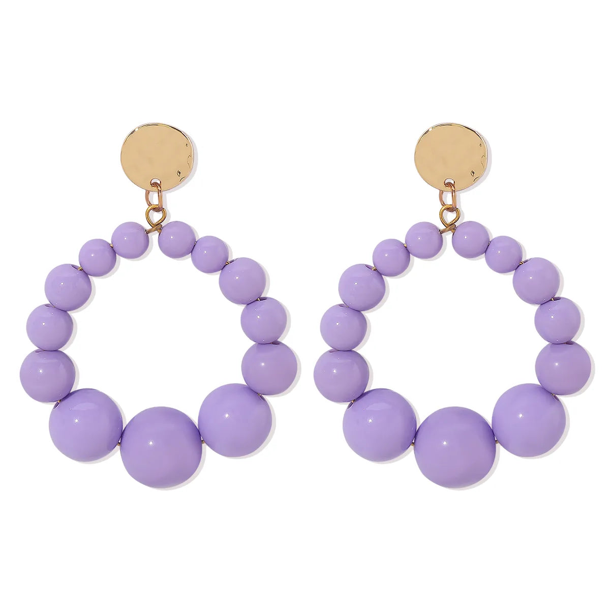 1 Pair Sweet Geometric Beaded Plastic Drop Earrings