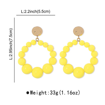 1 Pair Sweet Geometric Beaded Plastic Drop Earrings