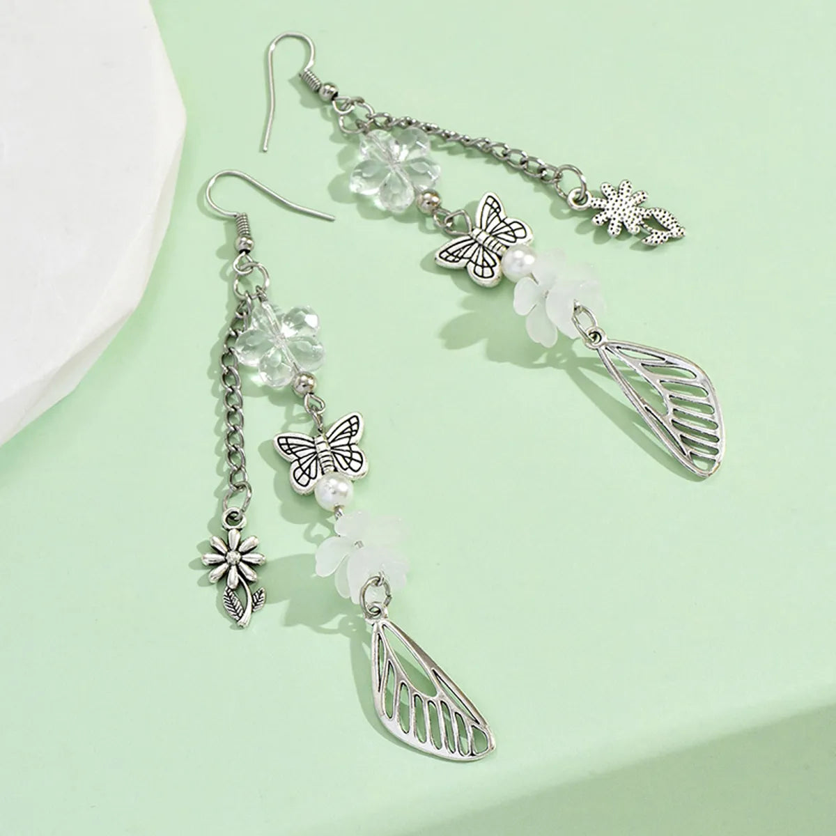 1 Pair Sweet Geometric Butterfly Plating Alloy Drop Earrings