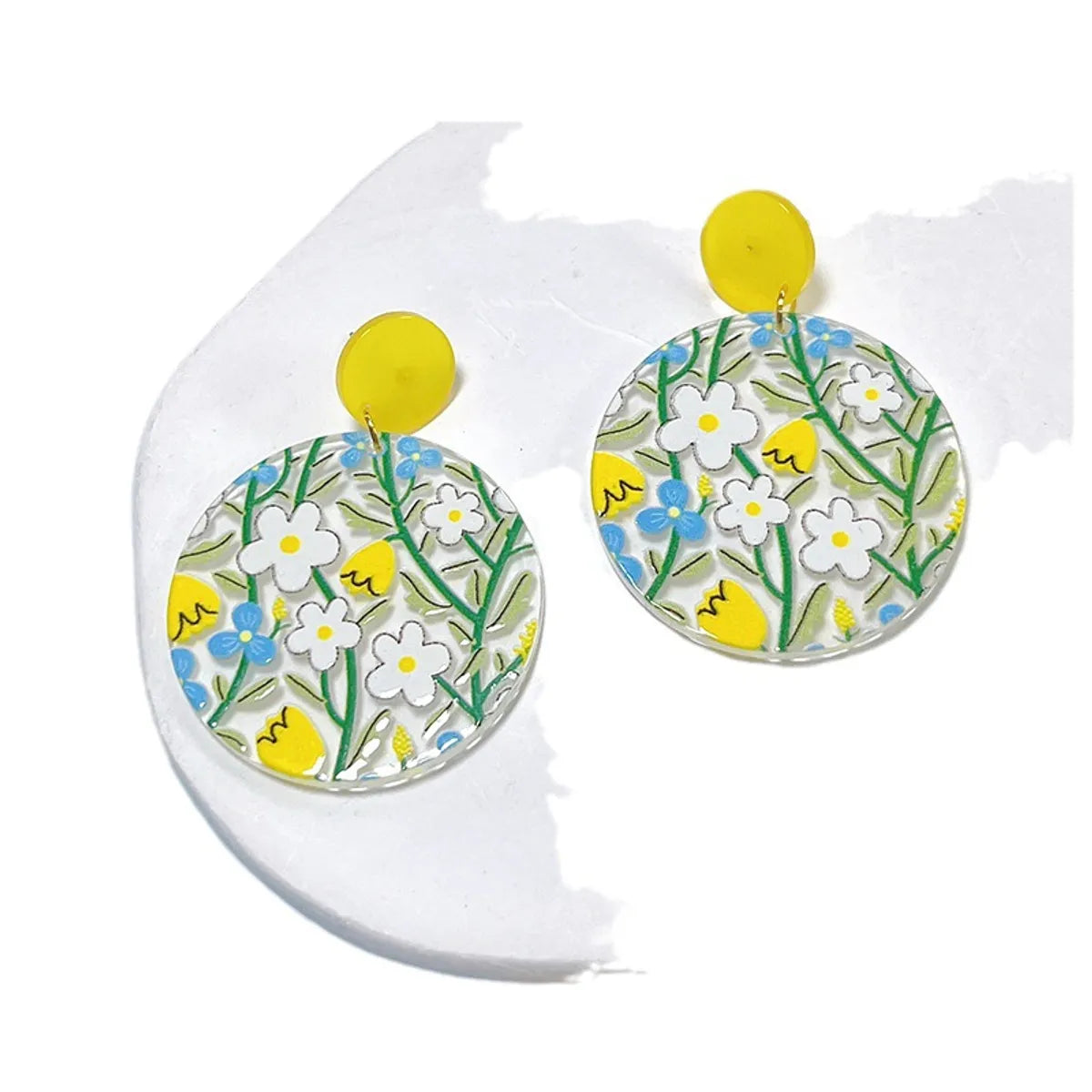 1 Pair Sweet Geometric Flower Arylic Drop Earrings