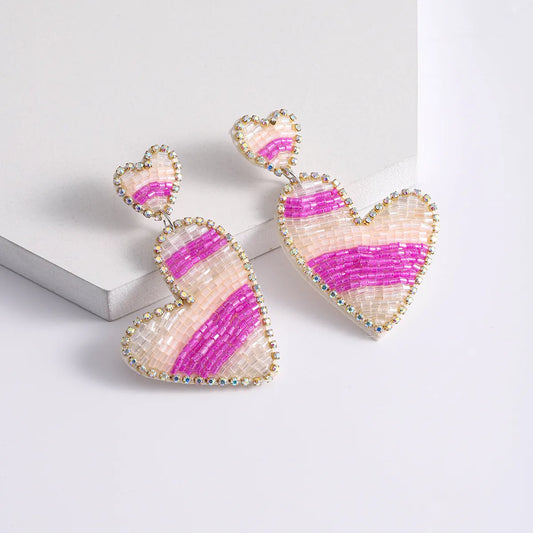 1 Pair Sweet Geometric Heart Shape Plastic Drop Earrings