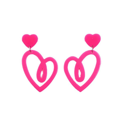 1 Pair Sweet Geometric Heart Shape Spray Paint Arylic Drop Earrings