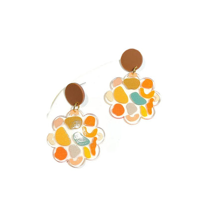 1 Pair Sweet Geometric Leaf Flower Arylic Epoxy Women's Drop Earrings