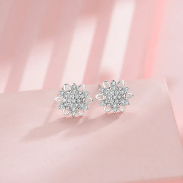 1 Pair Sweet Geometric Plating Inlay Sterling Silver Zircon Ear Studs