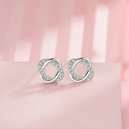 1 Pair Sweet Geometric Plating Inlay Sterling Silver Zircon Ear Studs