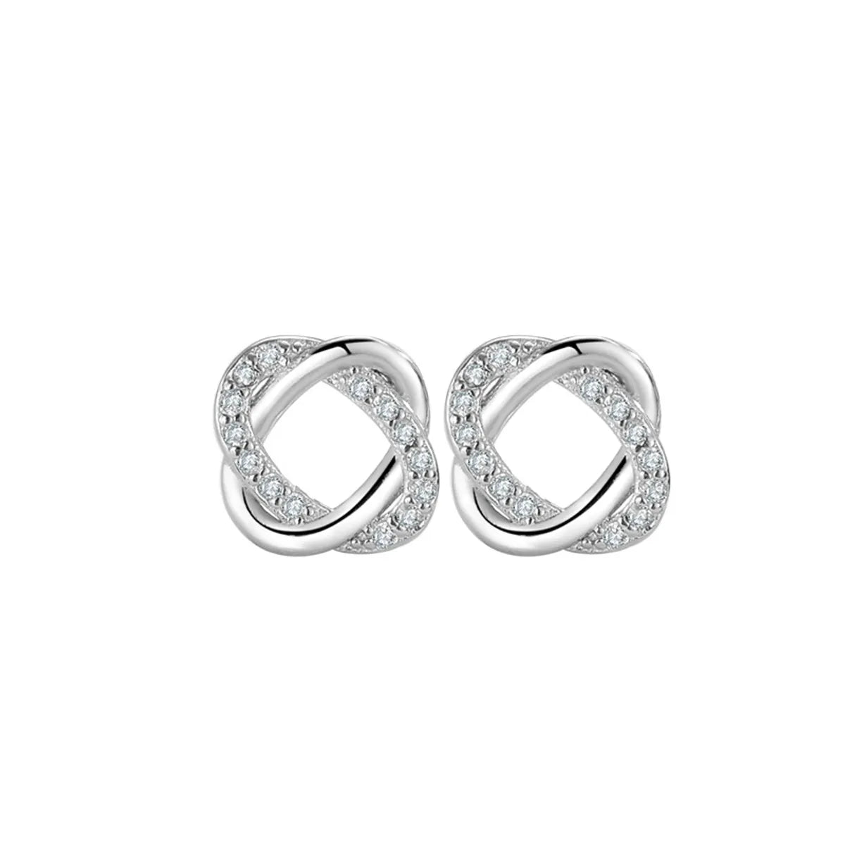 1 Pair Sweet Geometric Plating Inlay Sterling Silver Zircon Ear Studs