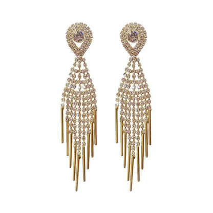 1 Pair Sweet Geometric Tassel Inlay Copper Zircon Drop Earrings