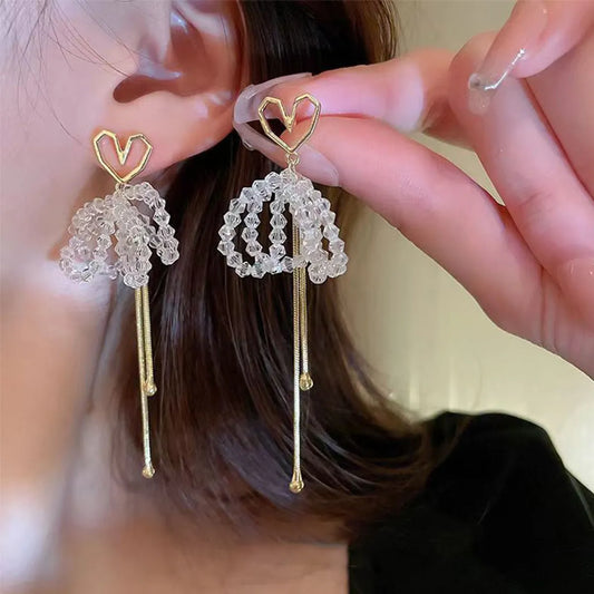 1 Pair Sweet Heart Shape Alloy Drop Earrings