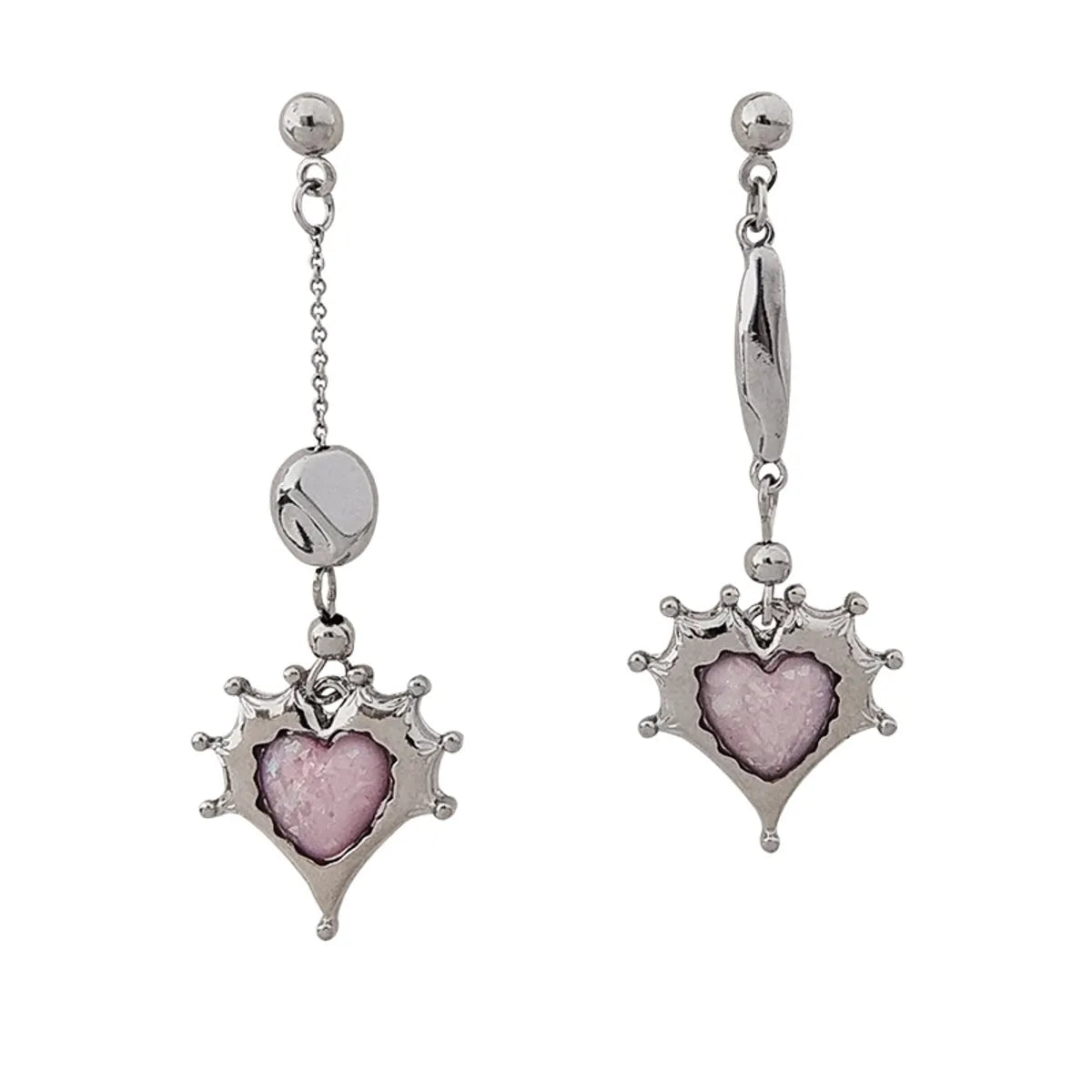 1 Pair Sweet Heart Shape Alloy Inlay Resin Women's Earrings