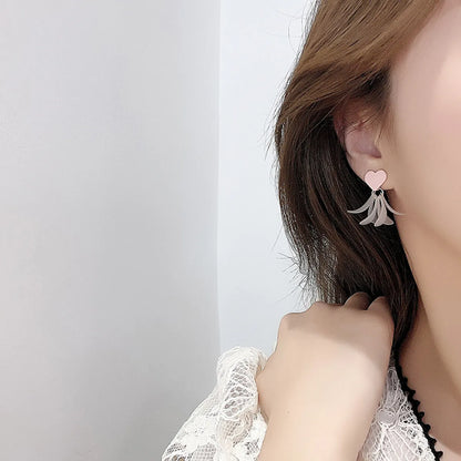 1 Pair Sweet Heart Shape Alloy Resin Drop Earrings