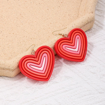 1 Pair Sweet Heart Shape Arylic Drop Earrings