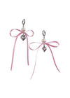 1 Pair Sweet Heart Shape Bow Knot Plating Inlay Alloy Artificial Pearls Drop Earrings