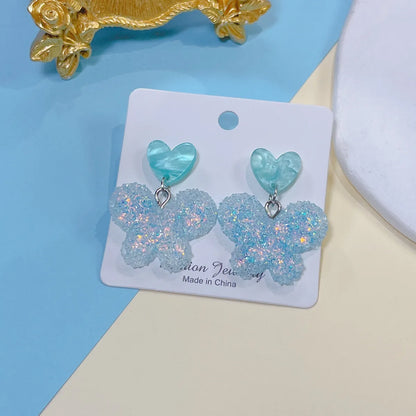 1 Pair Sweet Heart Shape Butterfly Resin Drop Earrings