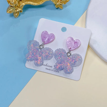 1 Pair Sweet Heart Shape Butterfly Resin Drop Earrings