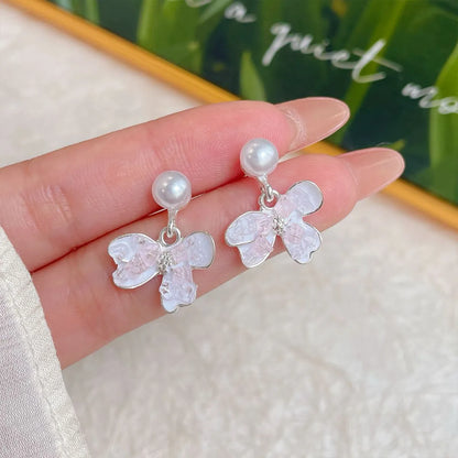 1 Pair Sweet Heart Shape Butterfly Zinc Alloy Ear Studs