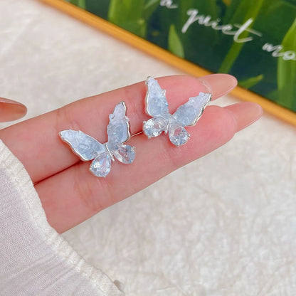 1 Pair Sweet Heart Shape Butterfly Zinc Alloy Ear Studs