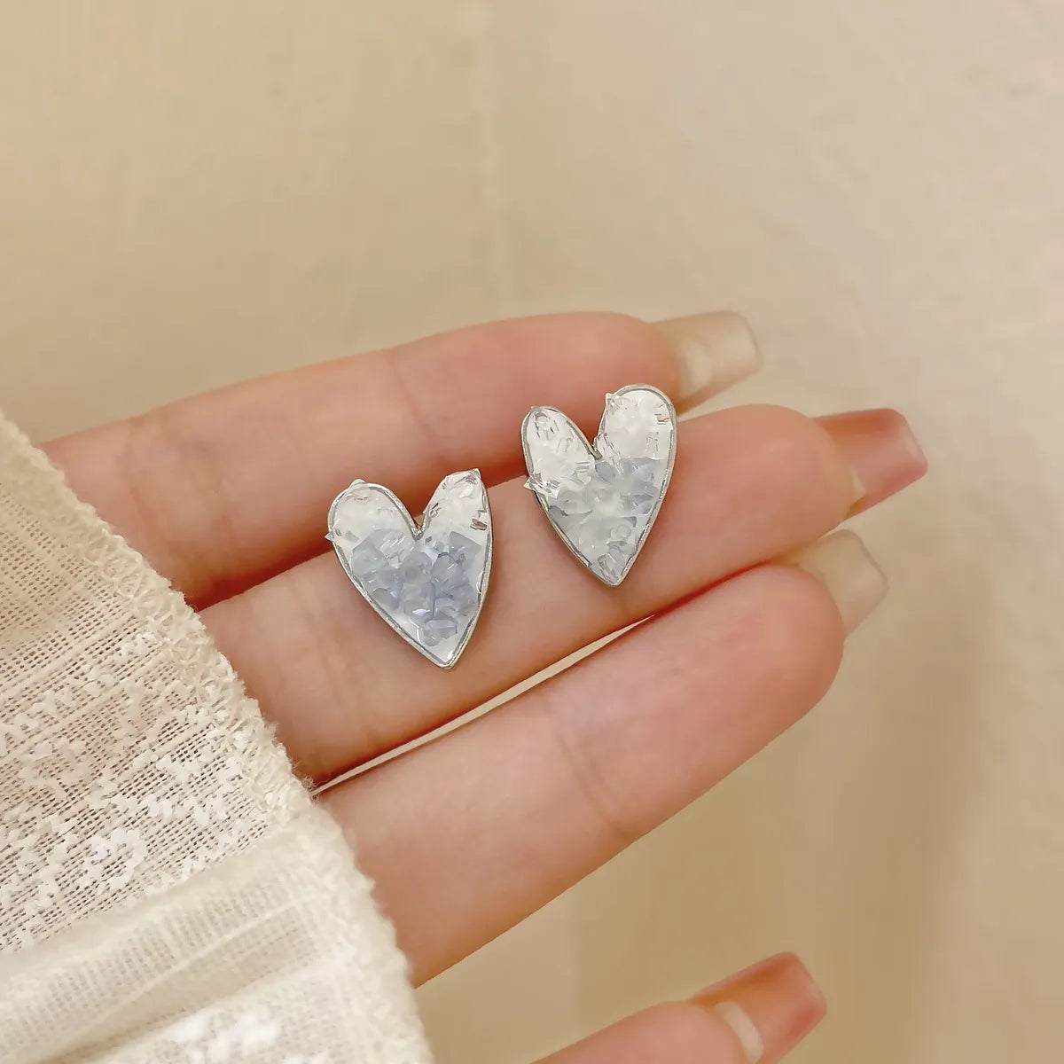 1 Pair Sweet Heart Shape Butterfly Zinc Alloy Ear Studs