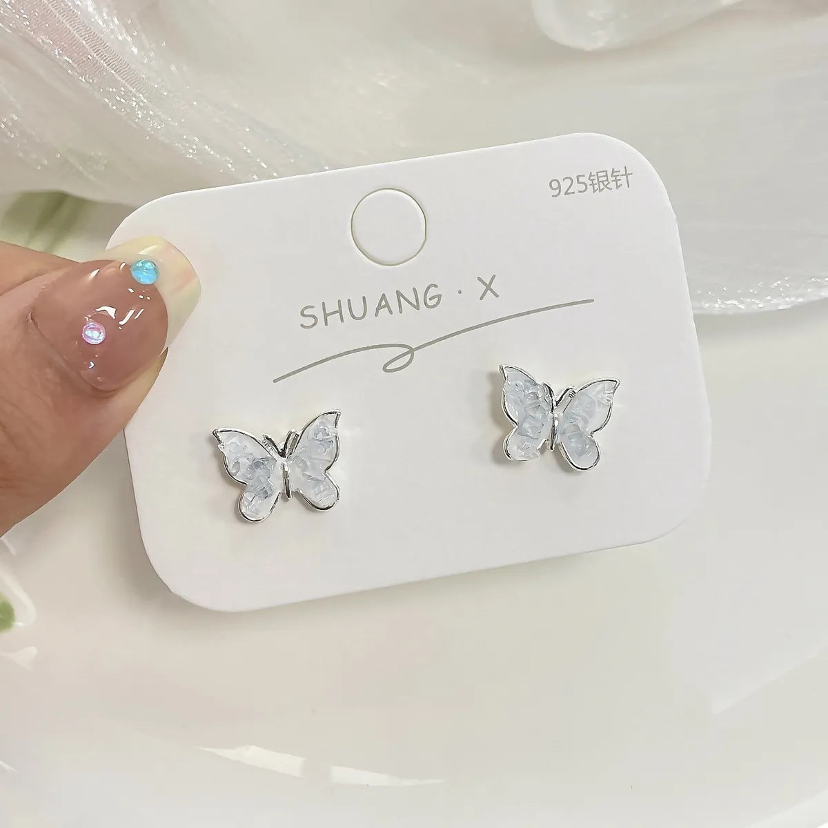 1 Pair Sweet Heart Shape Butterfly Zinc Alloy Ear Studs