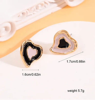 1 Pair Sweet Heart Shape Enamel Alloy Ear Studs