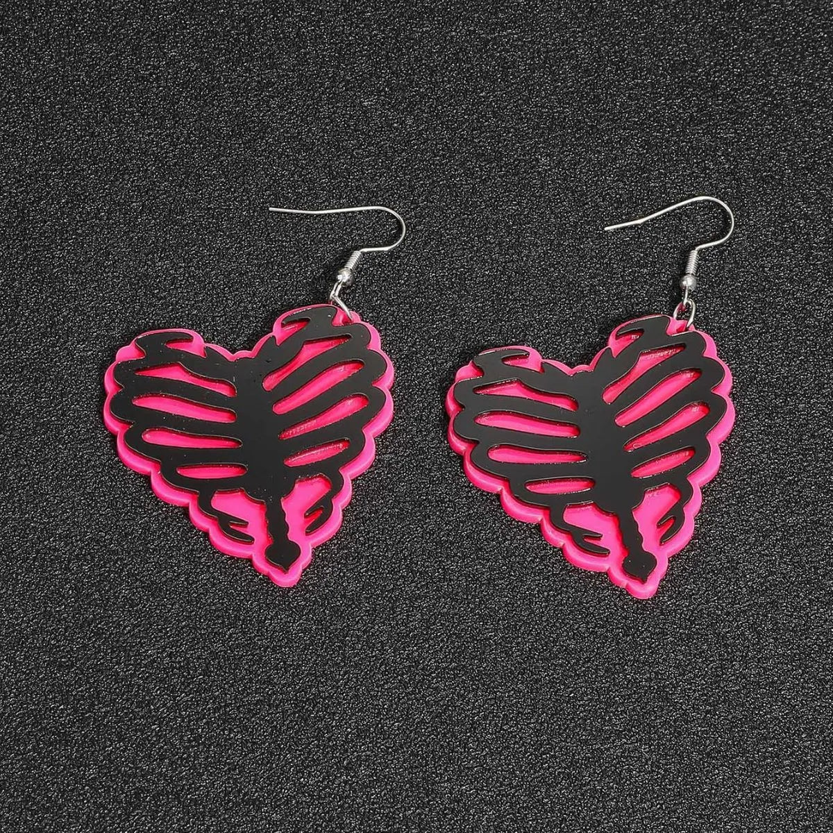 1 Pair Sweet Heart Shape Enamel Arylic Earrings