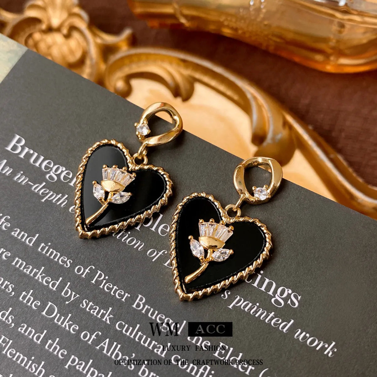 1 Pair Sweet Heart Shape Enamel Copper Drop Earrings