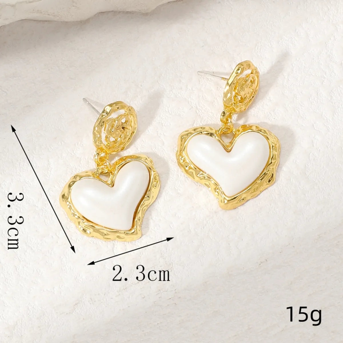 1 Pair Sweet Heart Shape Enamel Plating Alloy Gold Plated Drop Earrings