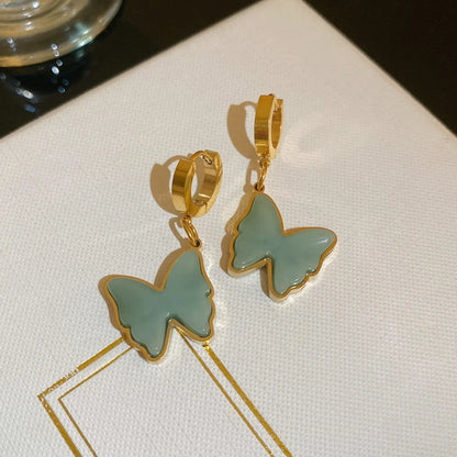 1 Pair Sweet Heart Shape Enamel Resin Copper Drop Earrings Ear Studs