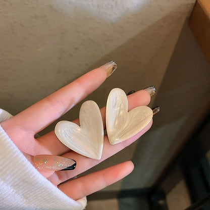 1 Pair Sweet Heart Shape Enamel Resin Copper Drop Earrings Ear Studs