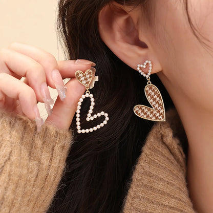 1 Pair Sweet Heart Shape Plating Alloy Gold Plated Drop Earrings