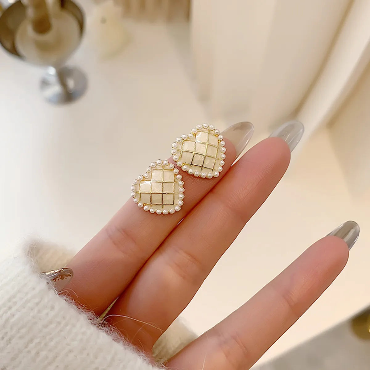 1 Pair Sweet Heart Shape Plating Alloy Gold Plated Ear Studs