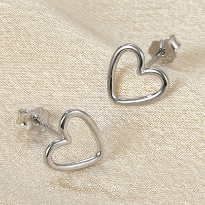 1 Pair Sweet Heart Shape Plating Hollow Out Sterling Silver 18k Gold Plated White Gold Plated Ear Studs