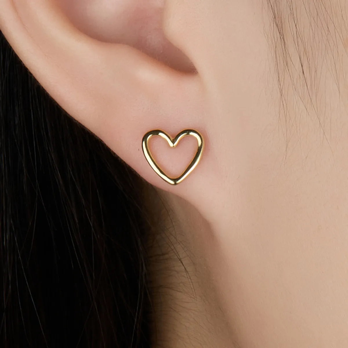 1 Pair Sweet Heart Shape Plating Hollow Out Sterling Silver 18k Gold Plated White Gold Plated Ear Studs