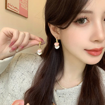 1 Pair Sweet Heart Shape Plating Inlay Alloy Acrylic Drop Earrings