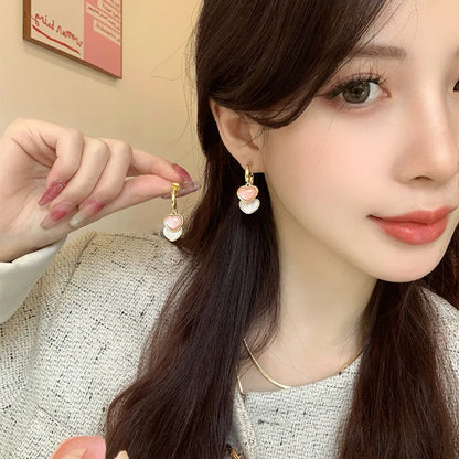 1 Pair Sweet Heart Shape Plating Inlay Alloy Acrylic Drop Earrings