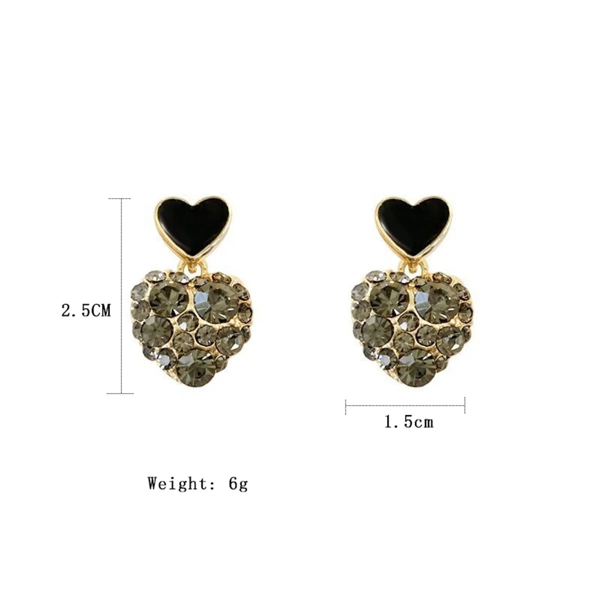 1 Pair Sweet Heart Shape Plating Inlay Alloy Rhinestones Gold Plated Drop Earrings